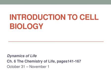 Introduction to Cell Biology