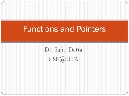 Functions and Pointers