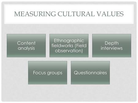 Measuring cultural values