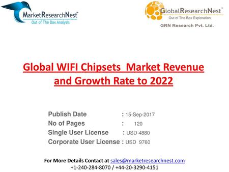 Global WIFI Chipsets Market Revenue and Growth Rate to 2022