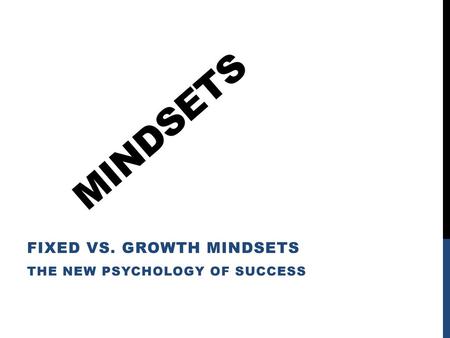 Fixed Vs. Growth Mindsets The New Psychology of Success