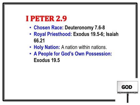 I PETER 2.9 Chosen Race: Deuteronomy 7.6-8