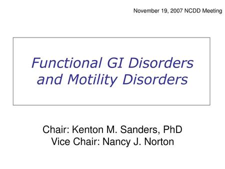 Functional GI Disorders and Motility Disorders