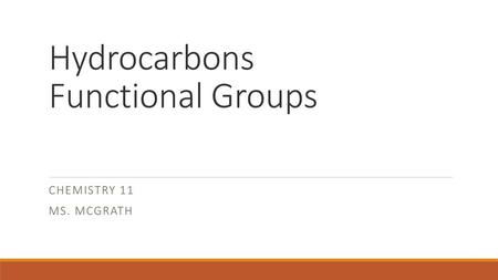 Hydrocarbons Functional Groups