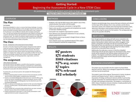 Getting Started: Beginning the Assessment Cycle in a New STEM Class