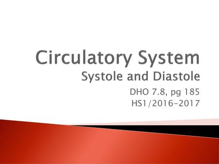 Circulatory System Systole and Diastole