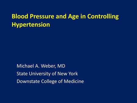 Blood Pressure and Age in Controlling Hypertension