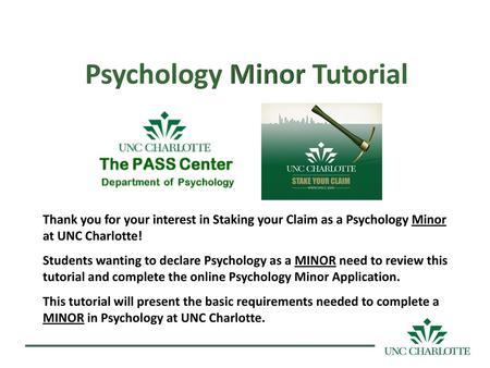 Psychology Minor Tutorial