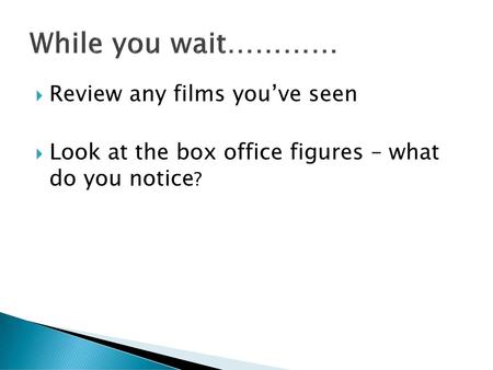 While you wait………… Review any films you’ve seen