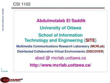 Abdulmotaleb El Saddik University of Ottawa