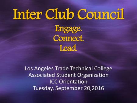 Inter Club Council Engage. Connect. Lead.