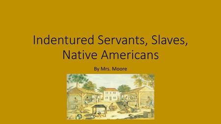 Indentured Servants, Slaves, Native Americans