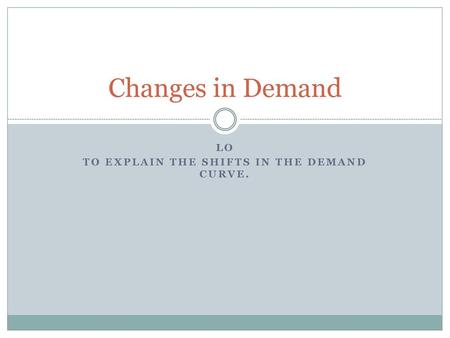 LO To explain the shifts in the demand curve.