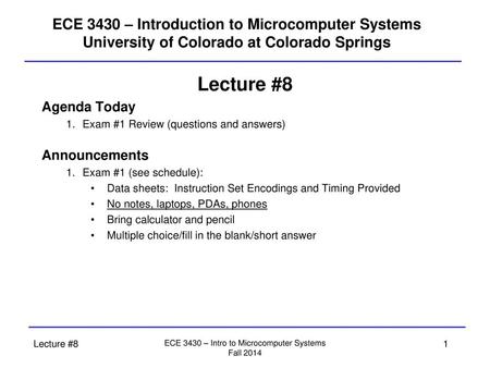 ECE 3430 – Intro to Microcomputer Systems