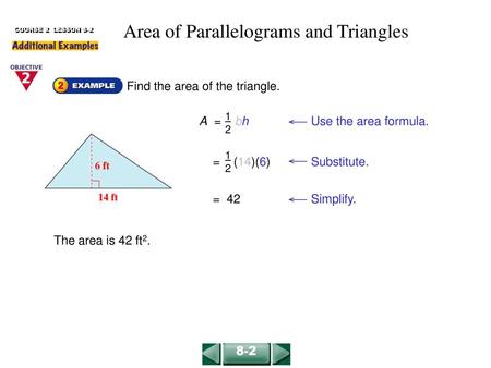 Area of Parallelograms and Triangles