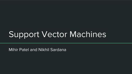 Support Vector Machines