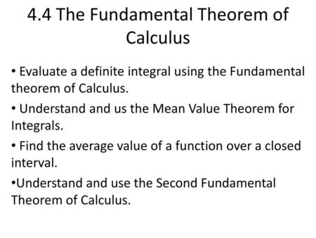 4.4 The Fundamental Theorem of Calculus