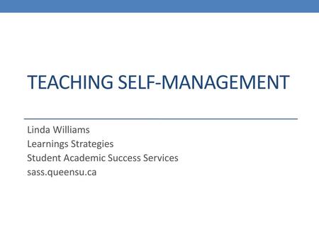 Teaching Self-Management