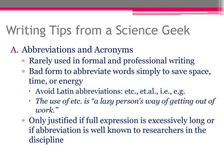 Writing Tips from a Science Geek