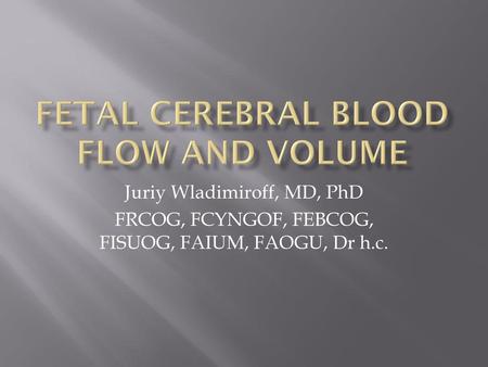 Fetal cerebral blood flow and volume