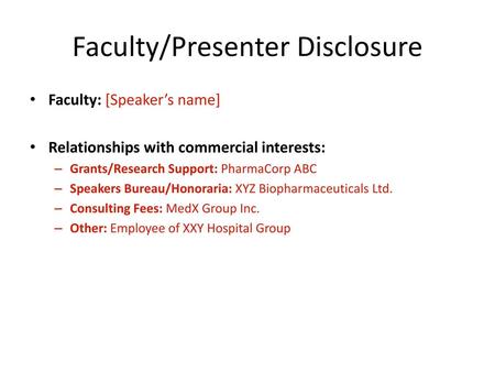 Faculty/Presenter Disclosure