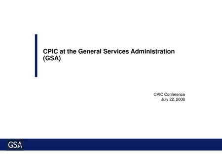 CPIC at the General Services Administration (GSA)