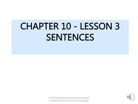 CHAPTER 10 - LESSON 3 SENTENCES