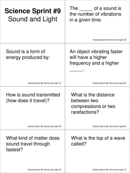 Science Sprint #9 Sound and Light