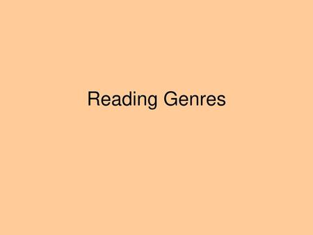 Reading Genres.