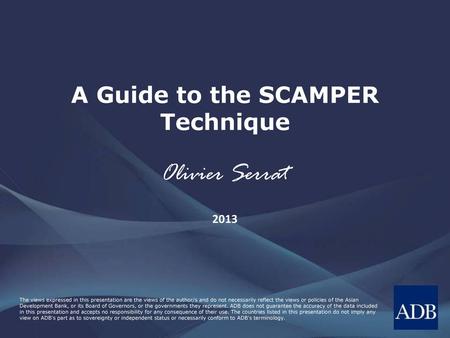 A Guide to the SCAMPER Technique