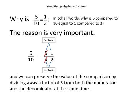 Simplifying algebraic fractions