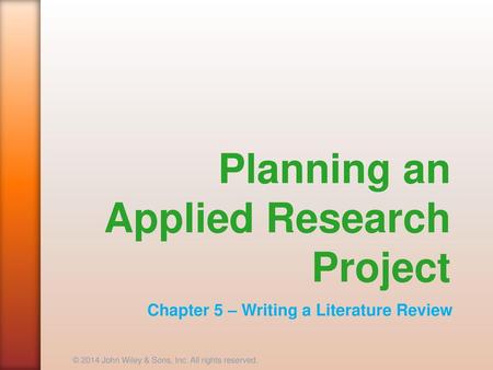 Planning an Applied Research Project