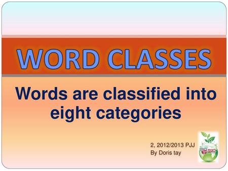 Words are classified into eight categories