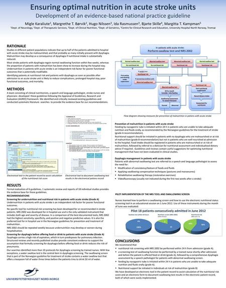 Ensuring optimal nutrition in acute stroke units