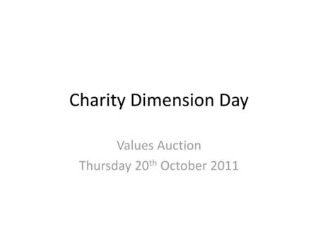 Values Auction Thursday 20th October 2011