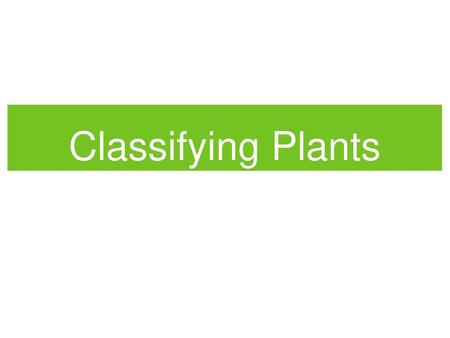 Classifying Plants.