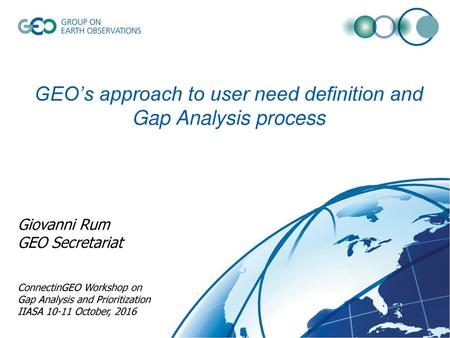 GEO’s approach to user need definition and Gap Analysis process