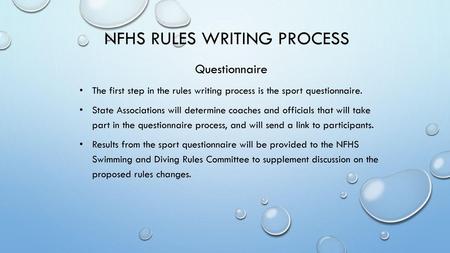 NFHS RULES writing Process