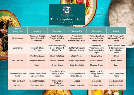 Week 1 Menu Week 1 Spring Term Monday Tuesday Wednesday Thursday