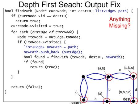 Depth First Seach: Output Fix