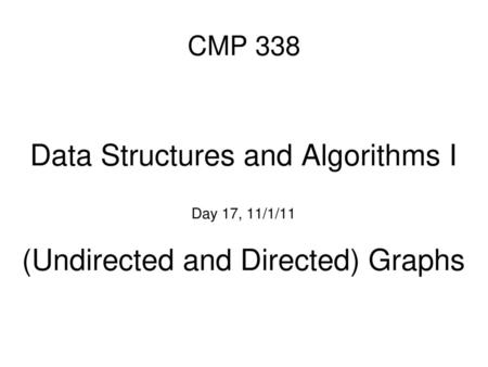 Data Structures and Algorithms I