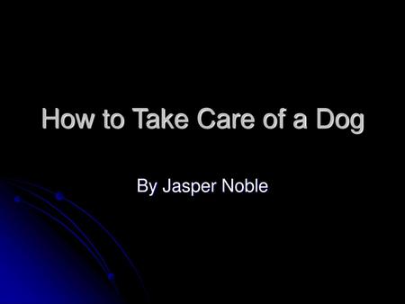 How to Take Care of a Dog By Jasper Noble.