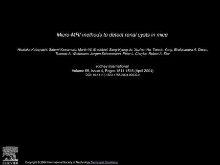 Micro-MRI methods to detect renal cysts in mice