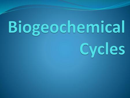 Biogeochemical Cycles