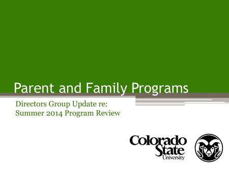 Parent and Family Programs