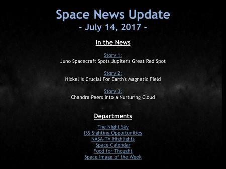 Space News Update - July 14, In the News Departments Story 1: