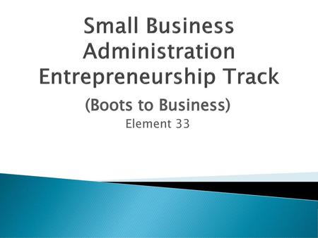 Small Business Administration Entrepreneurship Track