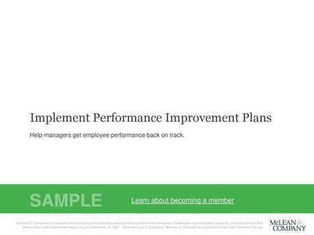 SAMPLE Implement Performance Improvement Plans