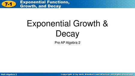 Exponential Growth & Decay