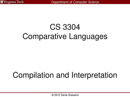 CS 3304 Comparative Languages